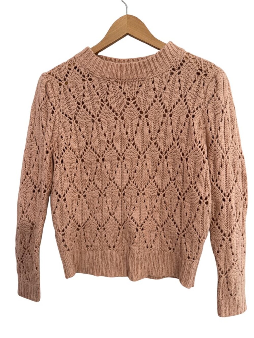 ASTR The Label Blush Pink Pointelle Open Knit Sweater XS